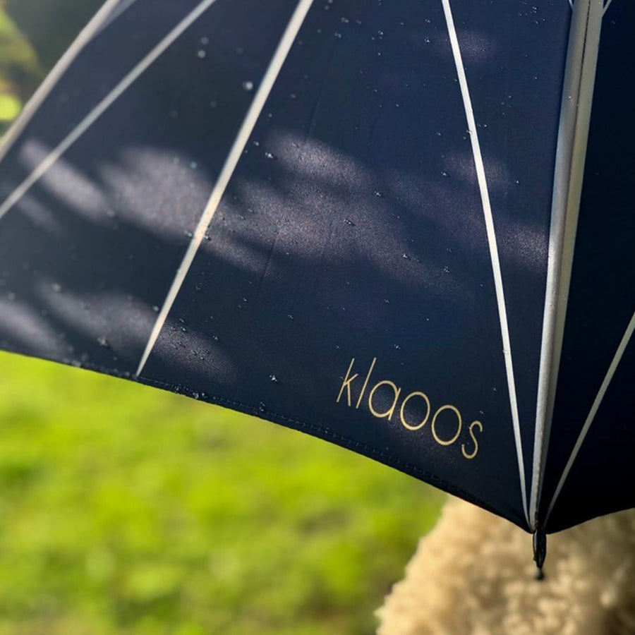 Deze Stelle blue paraplu van het merk Klaoos laat je uitkijken naar regenachtige dagen!