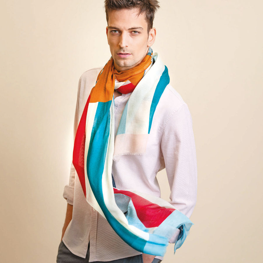 Rolled Edges & Fringed Edges sjaal van Pochette Square - Made in Italy. 90x200cm en geleverd in een geschenkdoos.